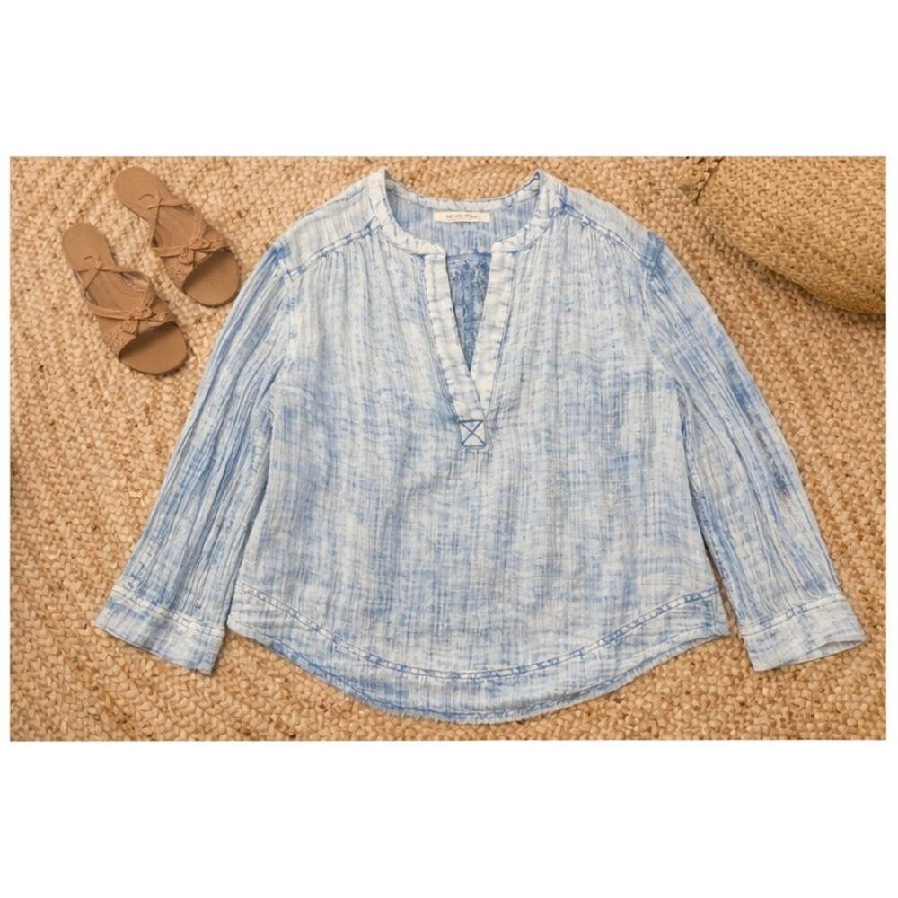 Free People We The Free Gauze Top Oversized Blue Boho XS